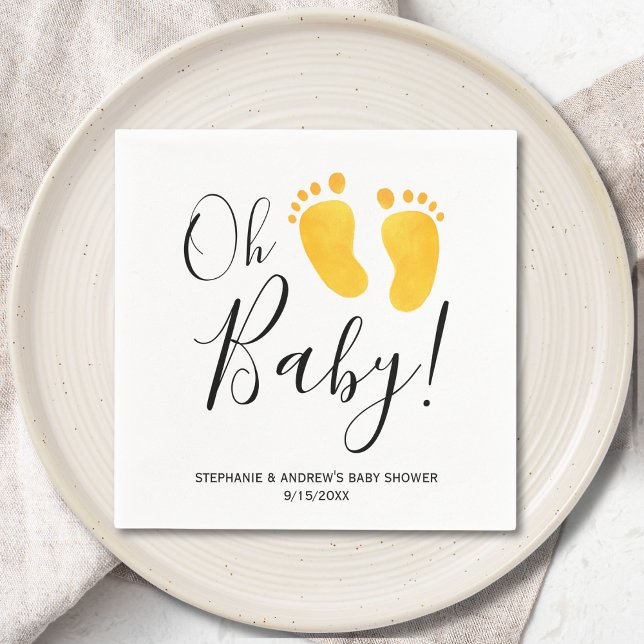 Oh Baby Yelow Feet Baby Shower Napkins (Creator Uploaded)