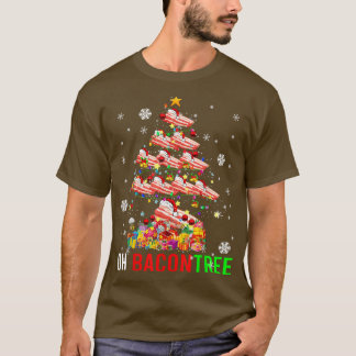 Oh Bacon Tree Funny Xmas Tree Lights Santa Bacon P T-Shirt