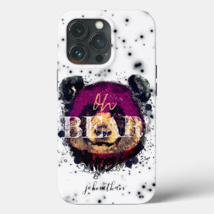 "OH BEAR" Funny Cool Panda Monogram iPhone 13 Pro Case