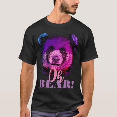 OH BEAR  Funny Cool Purple Panda T_Shirt