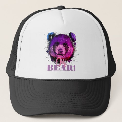 OH BEAR  Funny Cool Purple Panda Trucker Hat