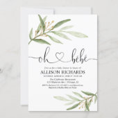 Oh bebe French greenery gold gender neutral shower Invitation (Front)