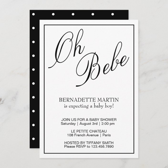 Oh Bebe Gender Neutral Black And White Baby Shower Invitation Zazzle Com