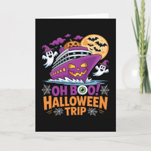 Oh Boo Halloween Trip Ghost Ts Ship Spooky Travel  Card