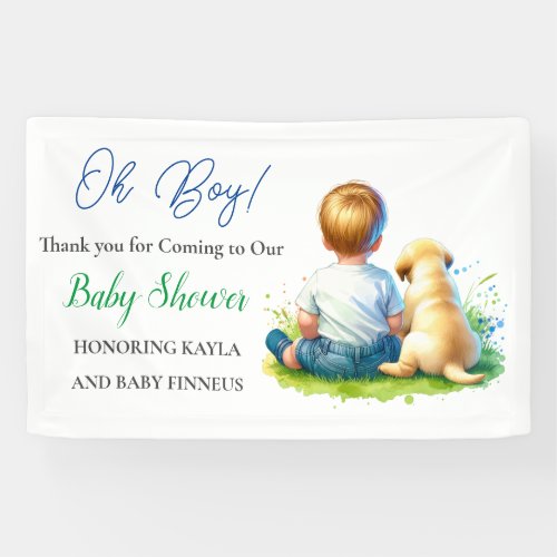 Oh Boy A Baby and his Dog Baby Shower Banner
