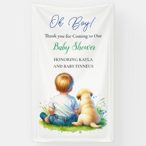 Oh Boy A Baby and his Dog Baby Shower Banner