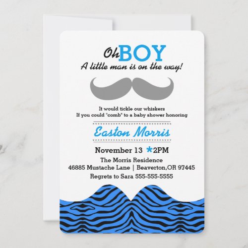 Oh BOY a little man is on the way baby shower Invitation