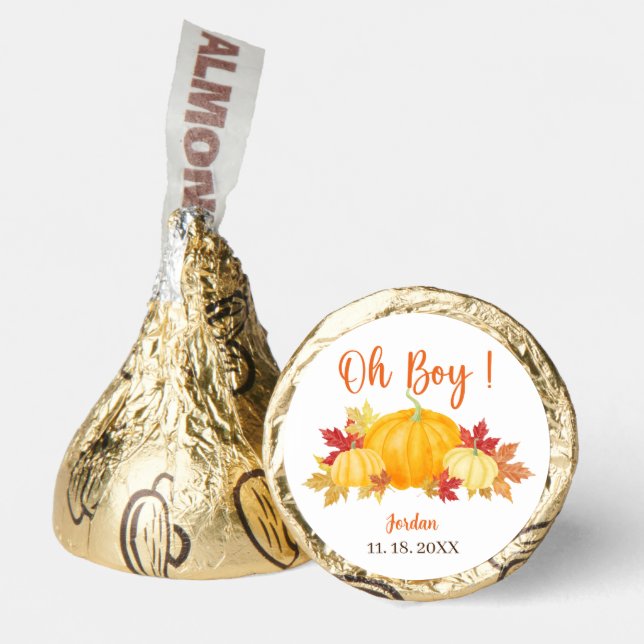 Oh Boy A Little Pumpkin is On The Way Baby shower Hershey®'s Kisses® (Front)