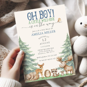 Oh Boy A Little Wild One Forest Animal Baby Shower Invitation