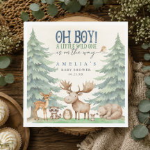 Oh Boy a Wild One on the Way Forest Baby Shower