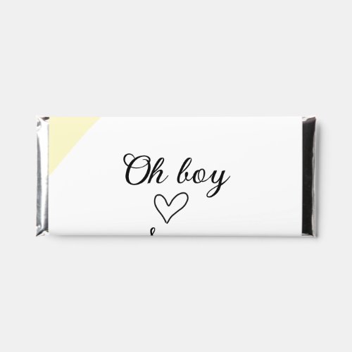 oh boy add name baby shower kids text heart yellow hershey bar favors