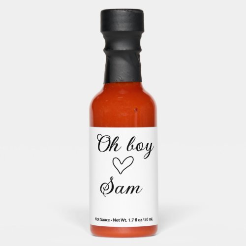 oh boy add name baby shower kids text heart yellow hot sauces