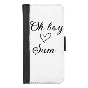 oh boy add name baby shower kids text heart yellow iPhone 8/7 wallet case