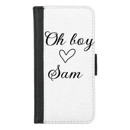 oh boy add name baby shower kids text heart yellow iPhone 87 wallet case
