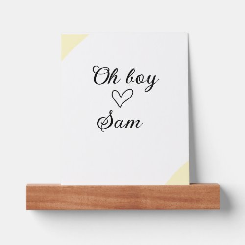 oh boy add name baby shower kids text heart yellow picture ledge