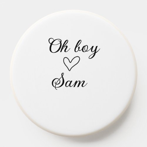 oh boy add name baby shower kids text heart yellow PopSocket
