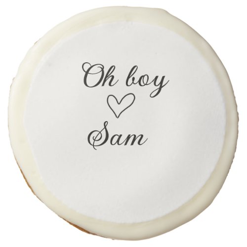 oh boy add name baby shower kids text heart yellow sugar cookie