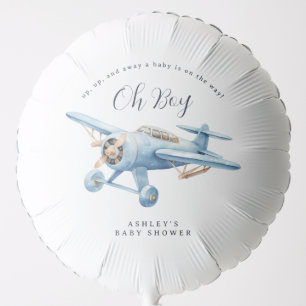 Oh Boy! Adventure Awaits Airplane Boy Baby Shower Balloon
