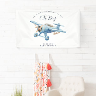 Oh Boy! Adventure Awaits Airplane Boy Baby Shower Banner