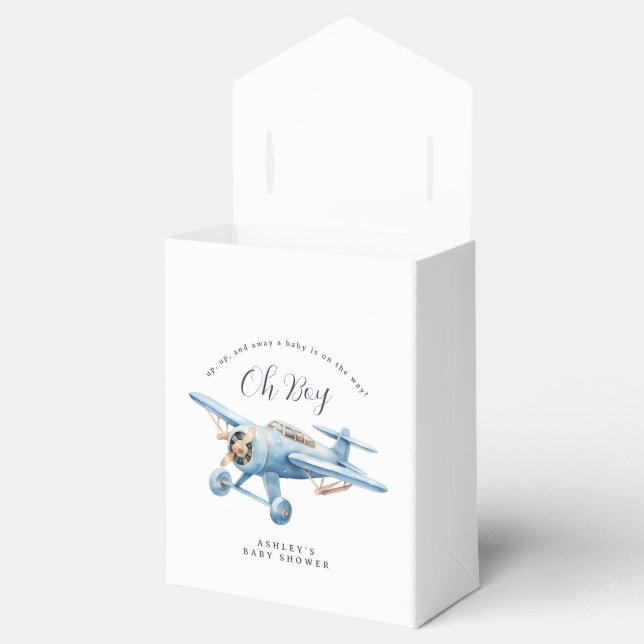 Oh Boy! Adventure Awaits Airplane Boy Baby Shower Favor Boxes (Opened)