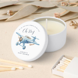 Oh Boy! Adventure Awaits Airplane Boy Baby Shower Mini Candle Favors