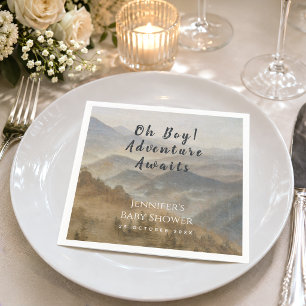 Oh Boy Adventure Awaits Mountains Baby Shower Napkins
