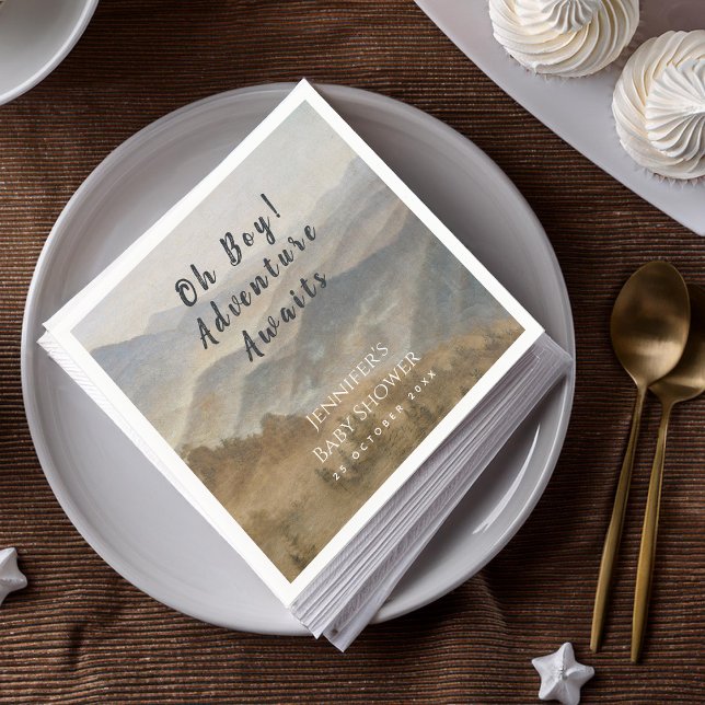 Oh Boy Adventure Awaits Mountains Baby Shower Napkins (Creator Uploaded)