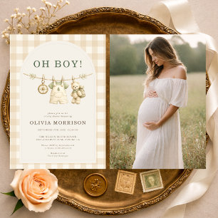 Oh Boy Adventure Awaits Photo Baby Shower Invitation