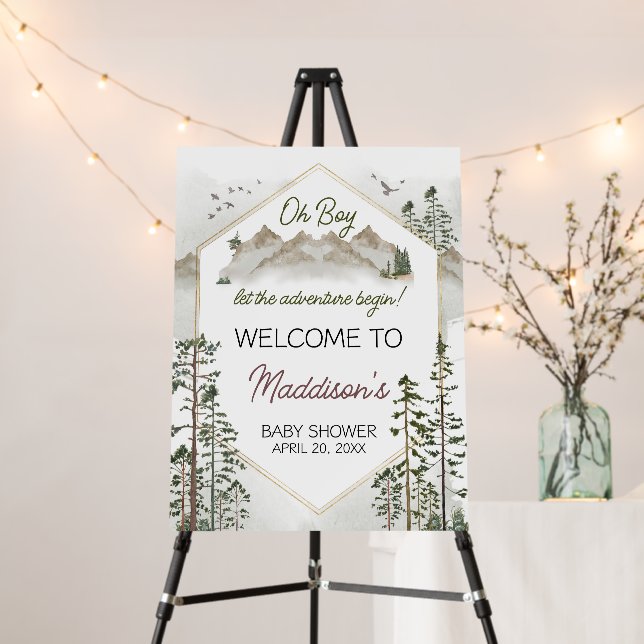 Oh Boy Adventure Begin Baby Shower Welcome Sign (In Situ (Stand))