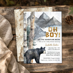 Oh Boy Adventure Begin Bear & Birch Baby Shower Invitation