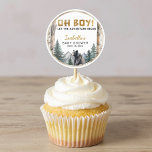 Oh Boy Adventure Begin | Woodland Bear Baby Shower Classic Round Sticker