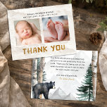 Oh Boy Adventure Begin | Woodland Bear Baby Shower Thank You Card