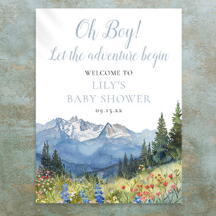 Oh Boy Adventure Mountain Baby Shower Welcome Sign