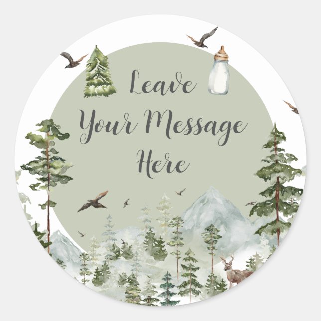 Oh Boy Adventure Pine Forest Love Your Message Classic Round Sticker (Front)