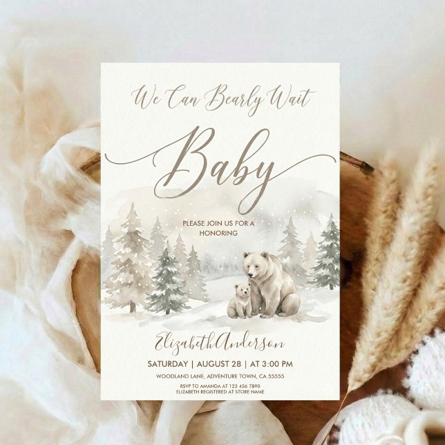 Oh Boy Adventure Woodland Bear Baby Shower Invitation (Creator Uploaded)