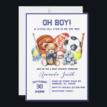 Oh Boy ALL STAR SPORT Baby Shower Invitation<br><div class="desc">Oh Boy ALL STAR SPORT Baby Shower Invitation
A Little Star Is On The Way Sports New Baby Invite</div>