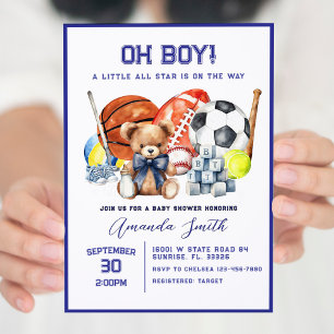 Oh Boy ALL STAR SPORT Baby Shower Invitation