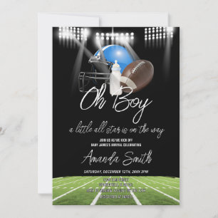 Oh Boy American Football Little Star Baby Shower Invitation