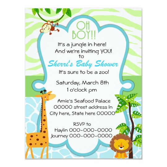 Animal Print Baby Boy Shower Invitations 4