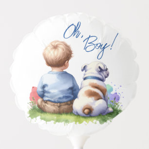 Oh, Boy! Baby and Bulldog Baby Shower Balloon
