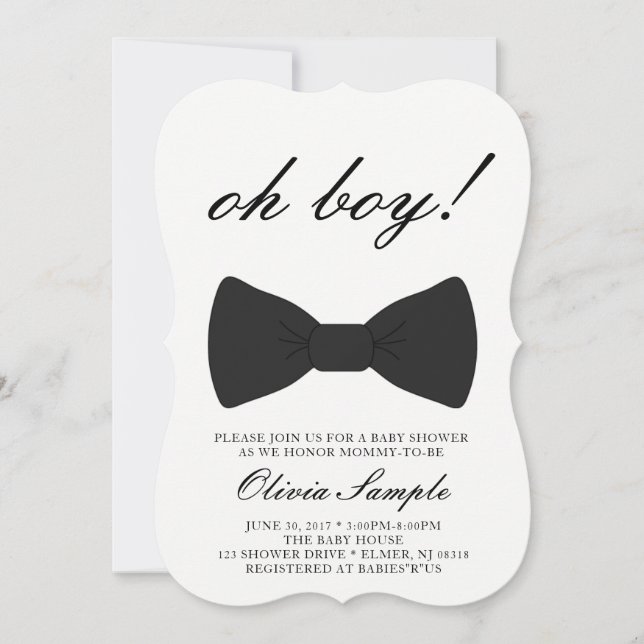 Oh Boy Baby Bowtie Shower Invitation (Front)