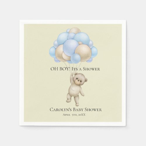 OH BOY Baby Boy Balloons  Baby Shower Napkins