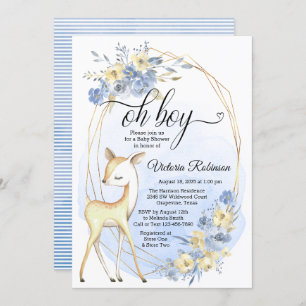 Oh Boy Baby Boy Deer Baby Shower Invitation
