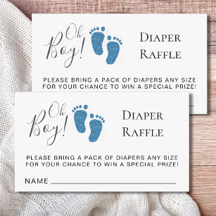 Oh Boy Baby Feet Diaper Raffle Baby Shower Enclosure Card
