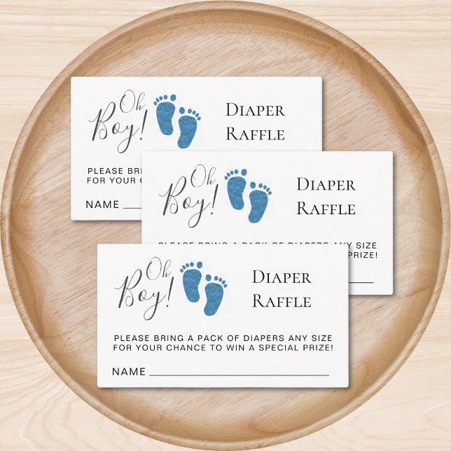 Oh Boy Baby Feet Diaper Raffle Baby Shower Enclosure Card (Creator Uploaded)