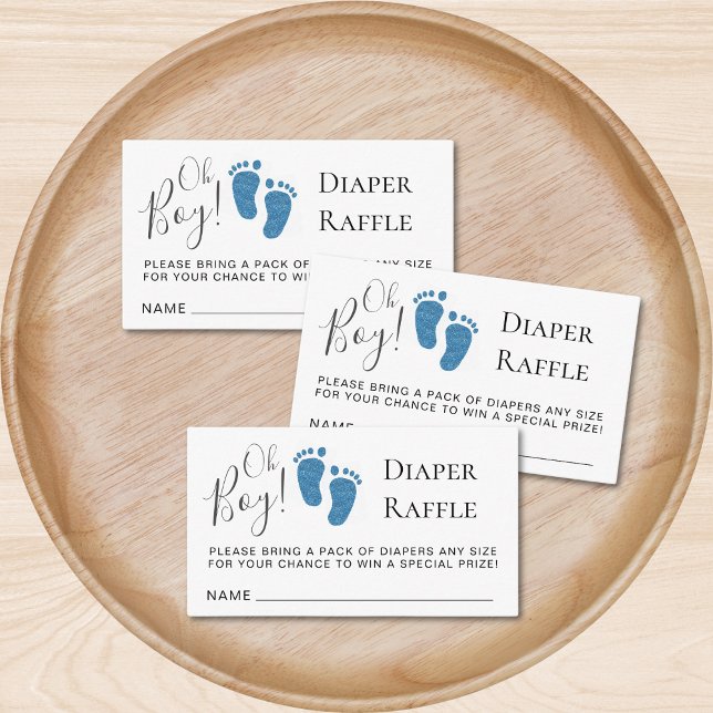 Oh Boy Baby Feet Diaper Raffle Baby Shower Enclosure Card (Creator Uploaded)
