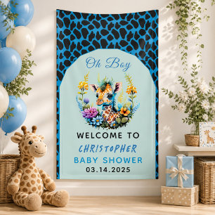 Oh Boy! Baby Giraffe Baby Shower  Banner