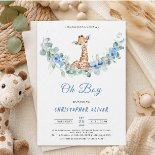 Oh Boy! Baby Giraffe Baby Shower Invitation