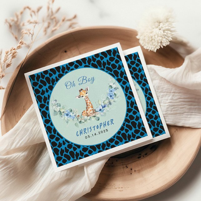 Oh Boy! Baby Giraffe Baby Shower  Napkins (Creator Uploaded)