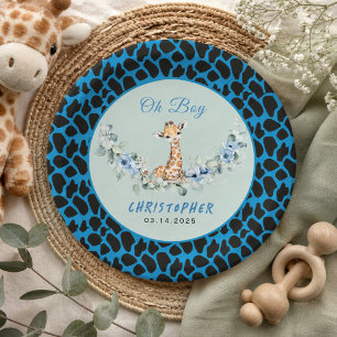 Oh Boy! Baby Giraffe Baby Shower  Paper Plates